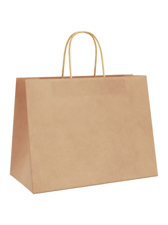 Paperikassit 250 kpl kahvoilla ruskea 32x17x25 cm