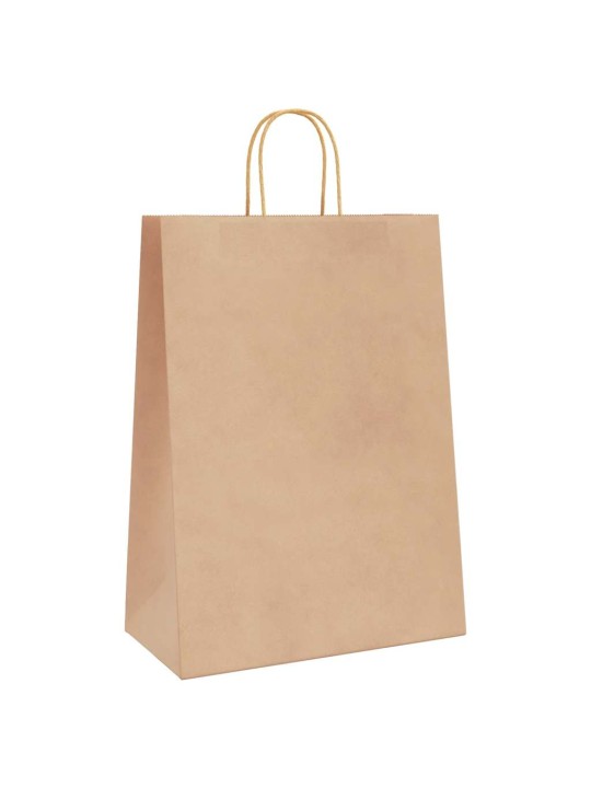 Paperikassit 250 kpl kahvoilla ruskea 32x17x44 cm