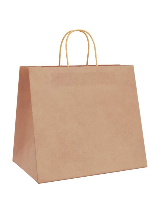 Paperikassit 250 kpl kahvoilla ruskea 32x22x28 cm