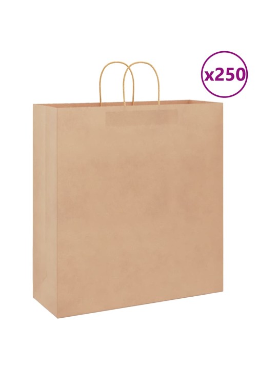 Paperikassit 250 kpl kahvoilla ruskea 45x17x48 cm