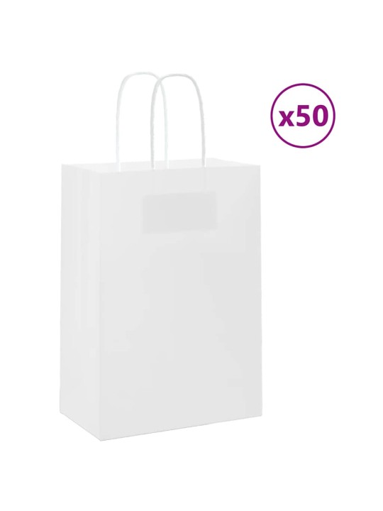 Paperikassit 50 kpl kahvoilla valkoinen 15x8x21 cm