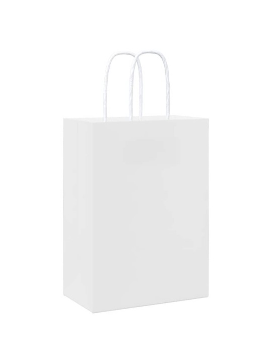 Paperikassit 50 kpl kahvoilla valkoinen 15x8x21 cm