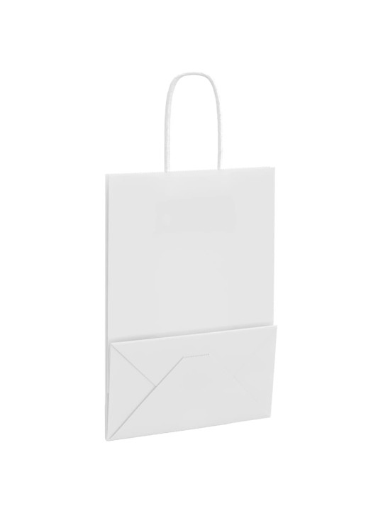 Paperikassit 50 kpl kahvoilla valkoinen 15x8x21 cm
