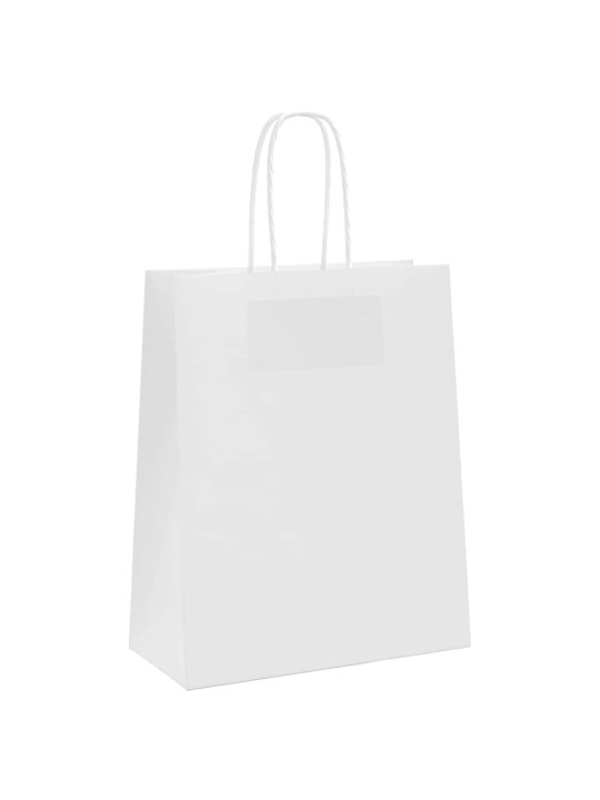 Paperikassit 50 kpl kahvoilla valkoinen 18x8x22 cm