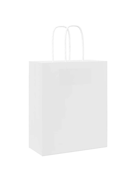 Paperikassit 50 kpl kahvoilla valkoinen 18x8x22 cm