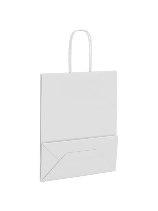 Paperikassit 50 kpl kahvoilla valkoinen 18x8x22 cm