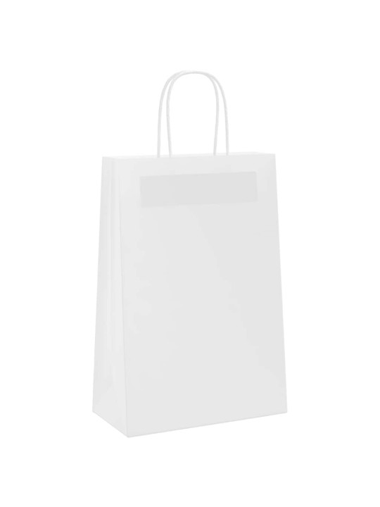 Paperikassit 50 kpl kahvoilla valkoinen 21x11x31 cm