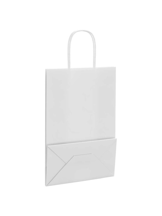 Paperikassit 50 kpl kahvoilla valkoinen 21x11x31 cm
