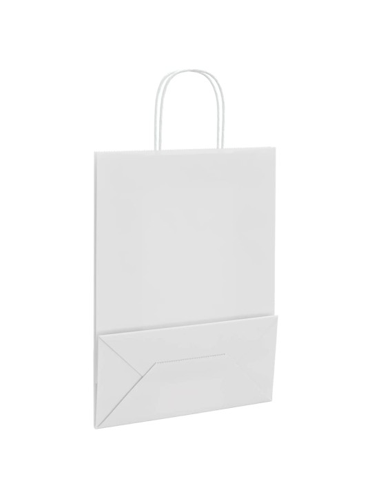 Paperikassit 50 kpl kahvoilla valkoinen 26x12x35 cm