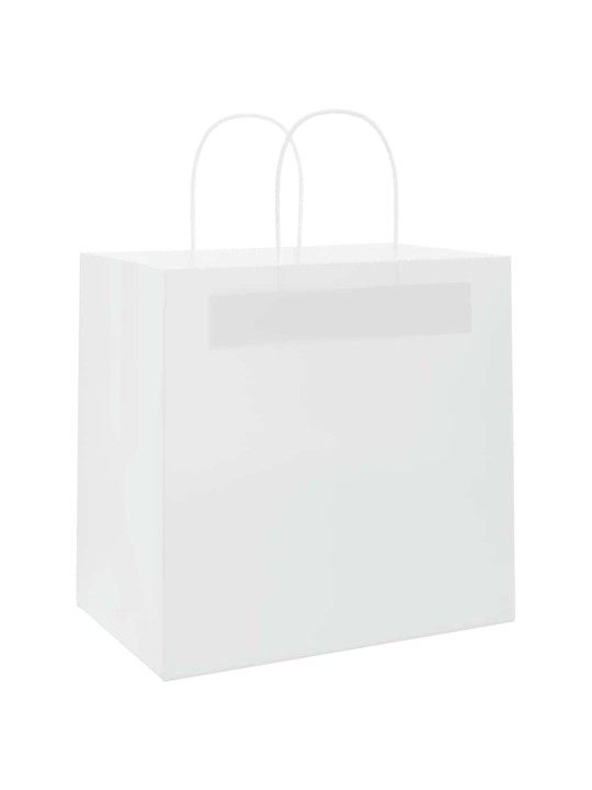 Paperikassit 50 kpl kahvoilla valkoinen 26x17x25 cm