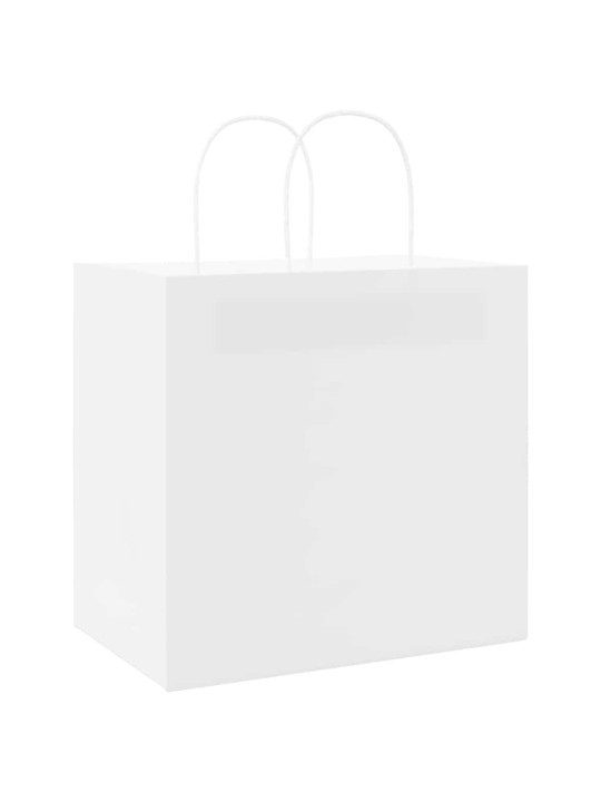 Paperikassit 50 kpl kahvoilla valkoinen 26x17x25 cm