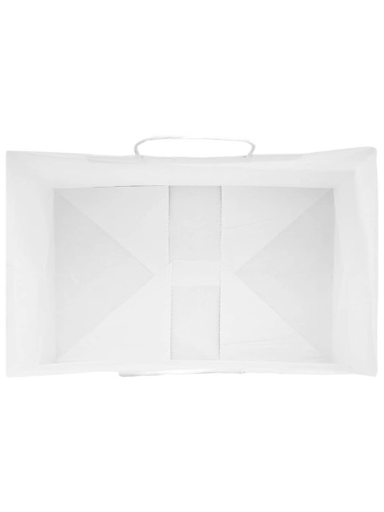 Paperikassit 50 kpl kahvoilla valkoinen 26x17x25 cm
