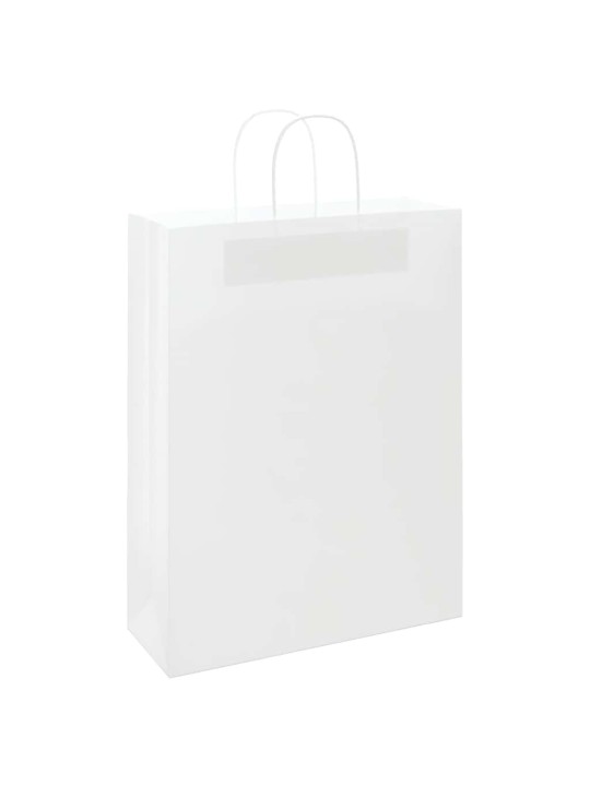 Paperikassit 50 kpl kahvoilla valkoinen 32x12x42 cm