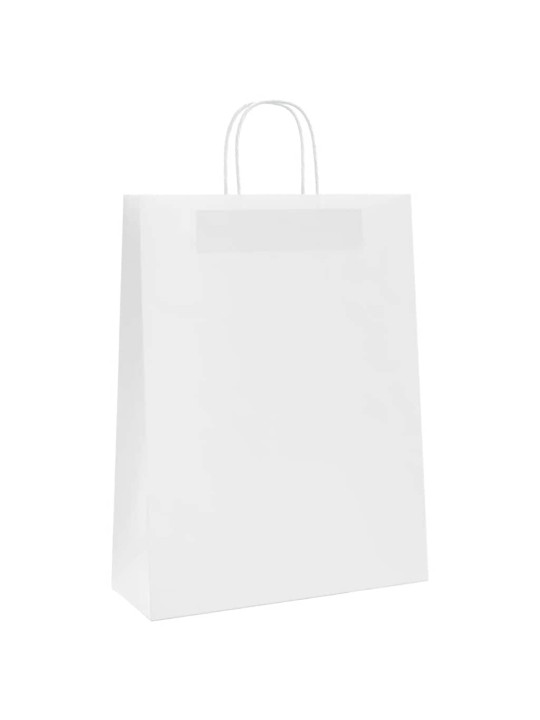 Paperikassit 50 kpl kahvoilla valkoinen 32x12x42 cm