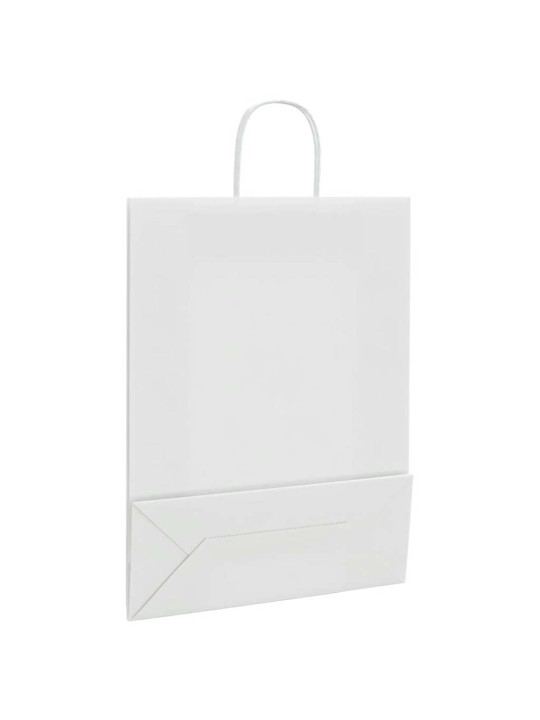 Paperikassit 50 kpl kahvoilla valkoinen 32x12x42 cm