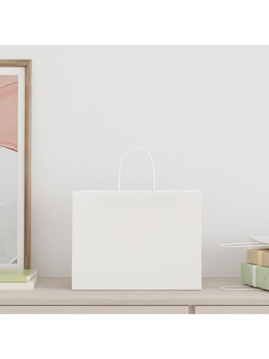 Paperikassit 50 kpl kahvoilla valkoinen 32x17x25 cm