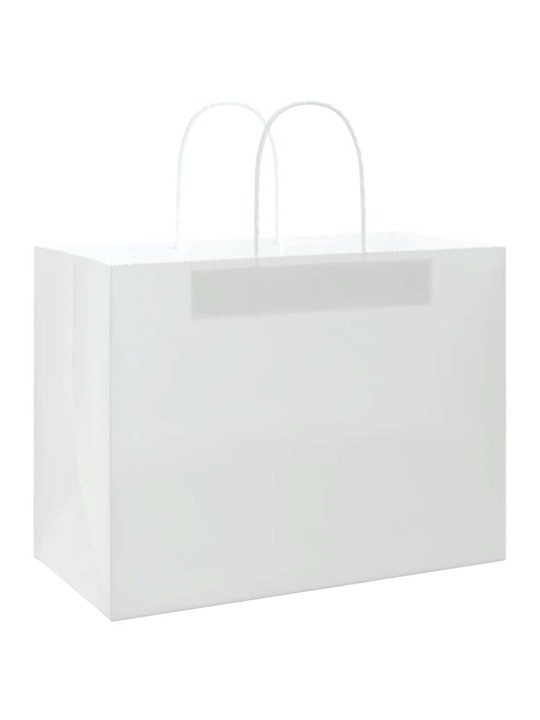 Paperikassit 50 kpl kahvoilla valkoinen 32x17x25 cm