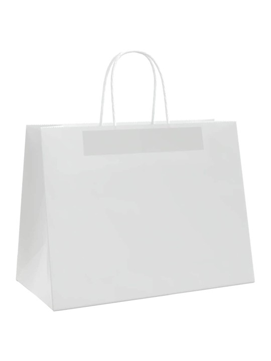 Paperikassit 50 kpl kahvoilla valkoinen 32x17x25 cm