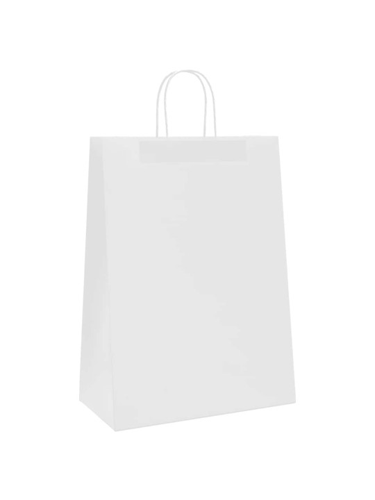 Paperikassit 50 kpl kahvoilla valkoinen 32x17x44 cm