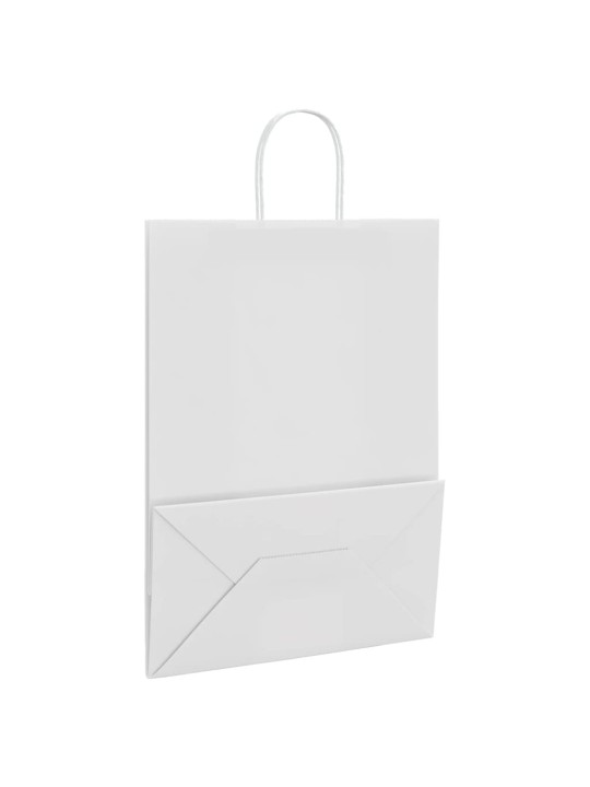 Paperikassit 50 kpl kahvoilla valkoinen 32x17x44 cm