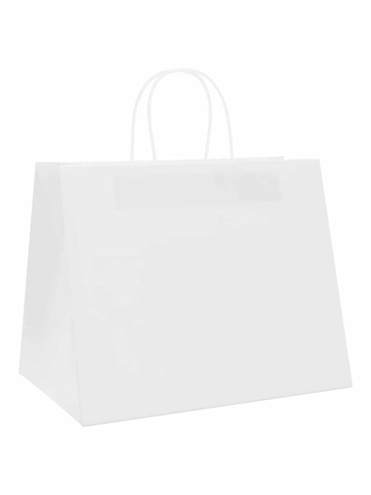 Paperikassit 50 kpl kahvoilla valkoinen 32x22x24 cm