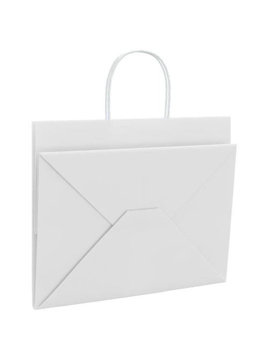 Paperikassit 50 kpl kahvoilla valkoinen 32x22x24 cm