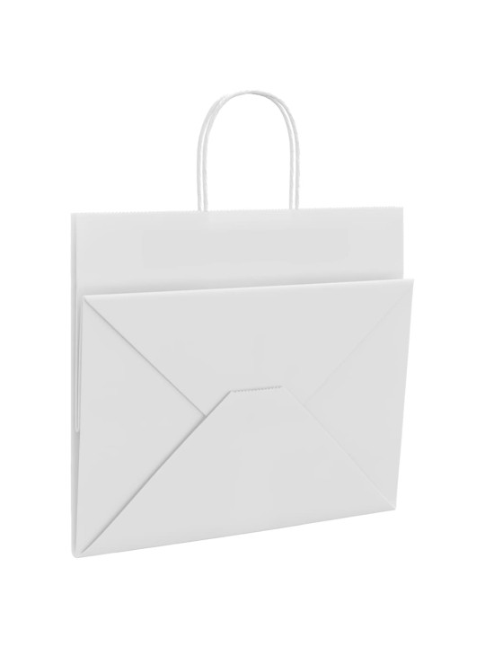 Paperikassit 50 kpl kahvoilla valkoinen 32x22x28 cm