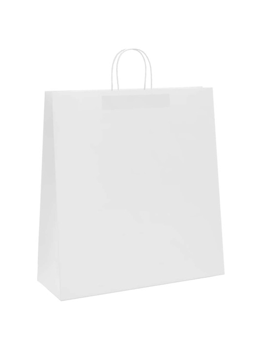 Paperikassit 50 kpl kahvoilla valkoinen 45x17x48 cm