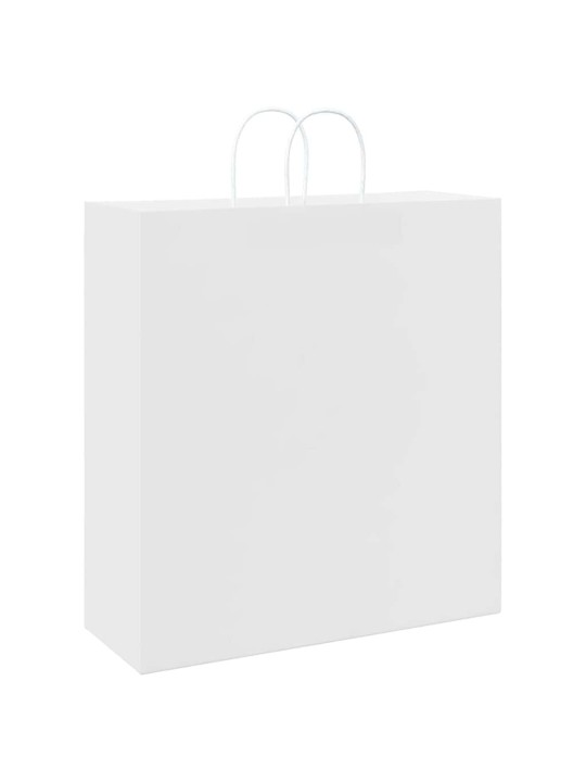 Paperikassit 50 kpl kahvoilla valkoinen 45x17x48 cm