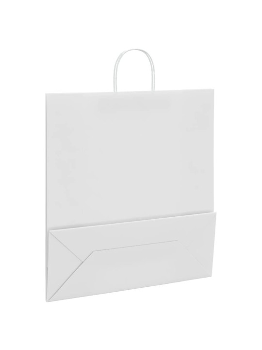 Paperikassit 50 kpl kahvoilla valkoinen 45x17x48 cm