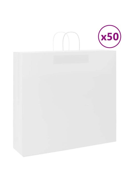 Paperikassit 50 kpl kahvoilla valkoinen 54x15x49 cm