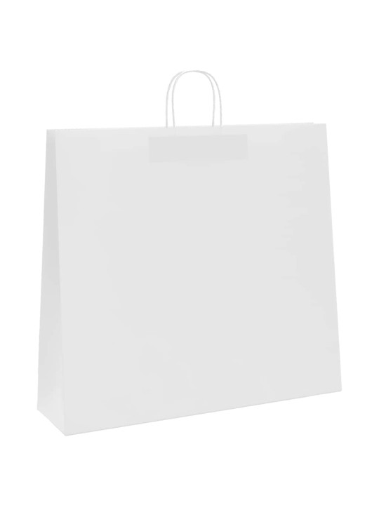 Paperikassit 50 kpl kahvoilla valkoinen 54x15x49 cm