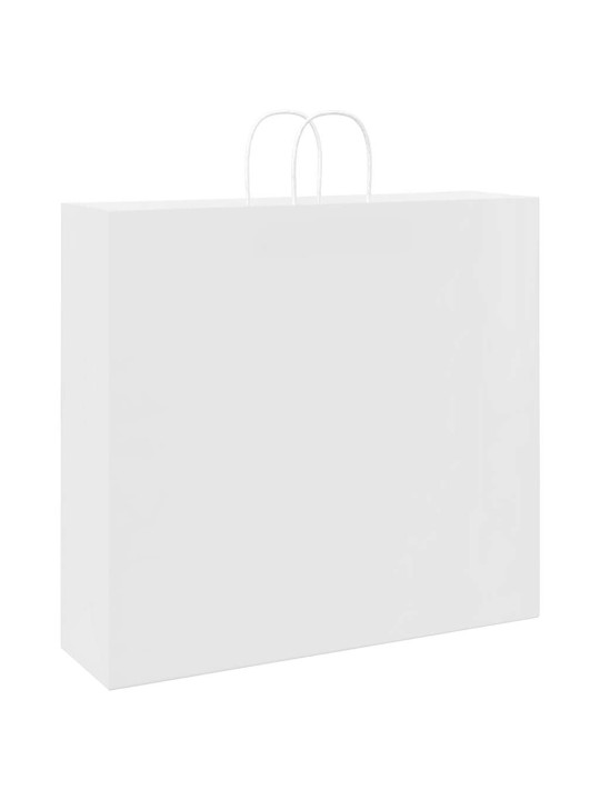 Paperikassit 50 kpl kahvoilla valkoinen 54x15x49 cm
