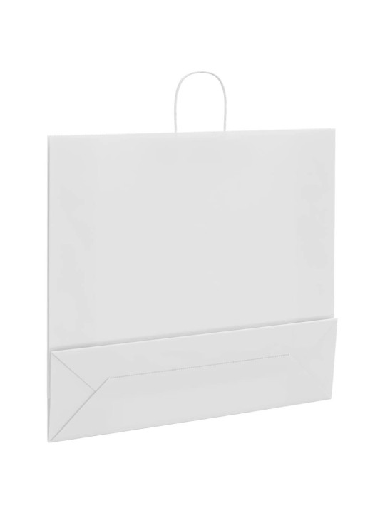Paperikassit 50 kpl kahvoilla valkoinen 54x15x49 cm