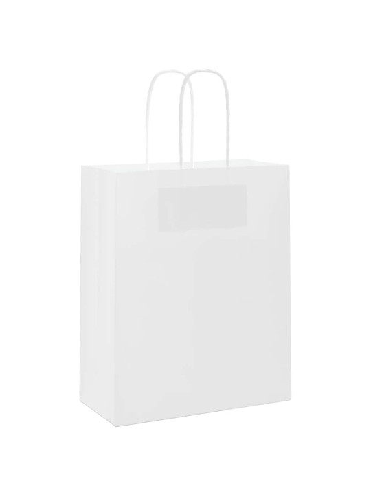 Paperikassit 250 kpl kahvoilla valkoinen 18x8x22 cm
