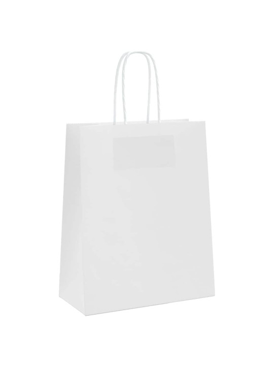 Paperikassit 250 kpl kahvoilla valkoinen 18x8x22 cm
