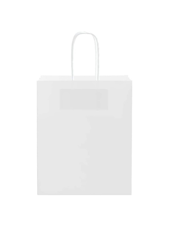 Paperikassit 250 kpl kahvoilla valkoinen 18x8x22 cm
