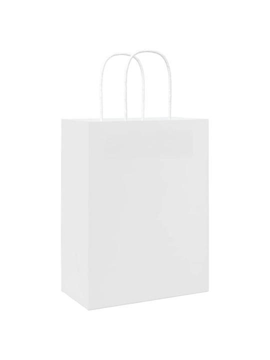 Paperikassit 250 kpl kahvoilla valkoinen 21x11x28 cm
