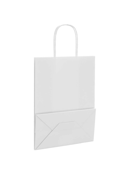 Paperikassit 250 kpl kahvoilla valkoinen 21x11x28 cm