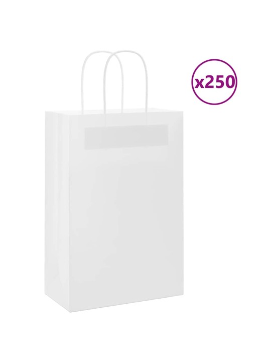 Paperikassit 250 kpl kahvoilla valkoinen 21x11x31 cm