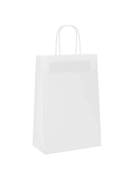 Paperikassit 250 kpl kahvoilla valkoinen 21x11x31 cm