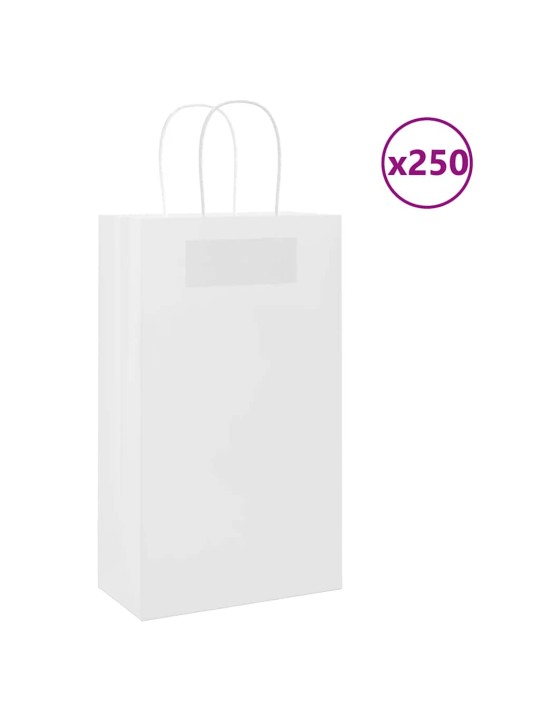 Paperikassit 250 kpl kahvoilla valkoinen 21x11x36 cm