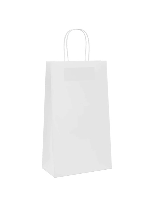 Paperikassit 250 kpl kahvoilla valkoinen 21x11x36 cm
