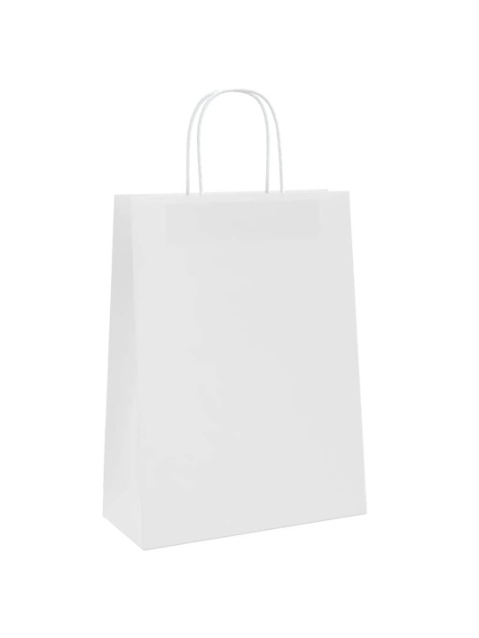 Paperikassit 250 kpl kahvoilla valkoinen 26x12x35 cm