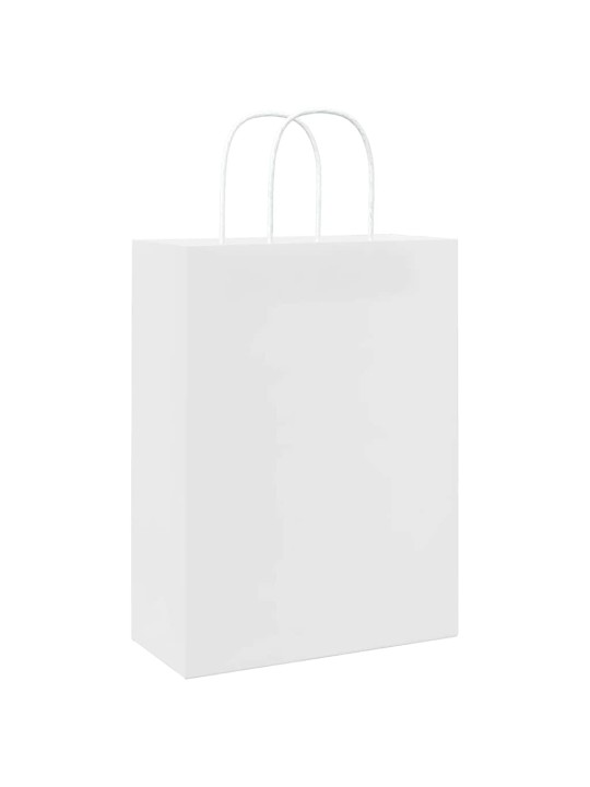 Paperikassit 250 kpl kahvoilla valkoinen 26x12x35 cm