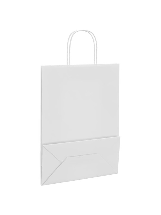 Paperikassit 250 kpl kahvoilla valkoinen 26x12x35 cm