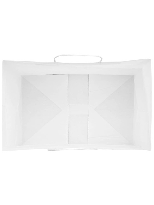 Paperikassit 250 kpl kahvoilla valkoinen 26x17x25 cm