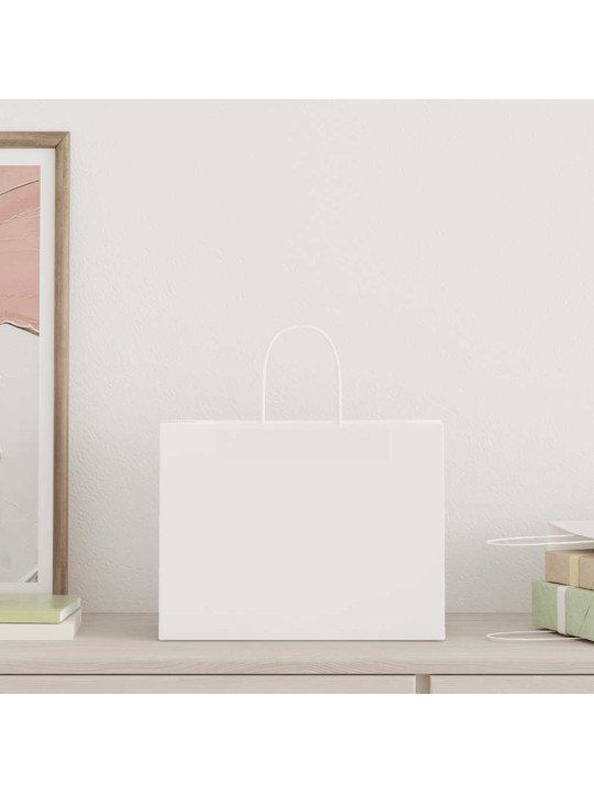 Paperikassit 250 kpl kahvoilla valkoinen 32x17x25 cm