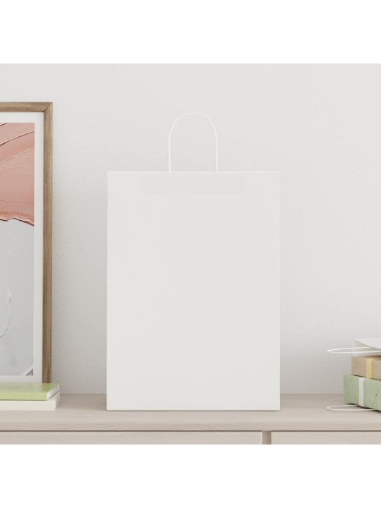 Paperikassit 250 kpl kahvoilla valkoinen 32x17x44 cm