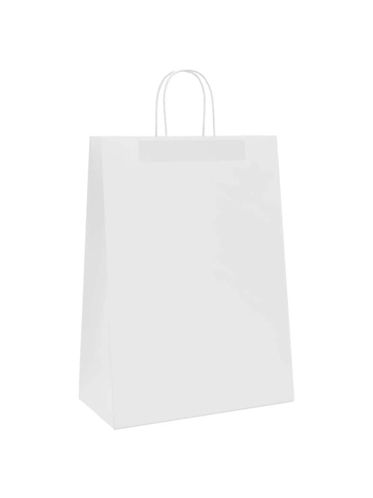 Paperikassit 250 kpl kahvoilla valkoinen 32x17x44 cm